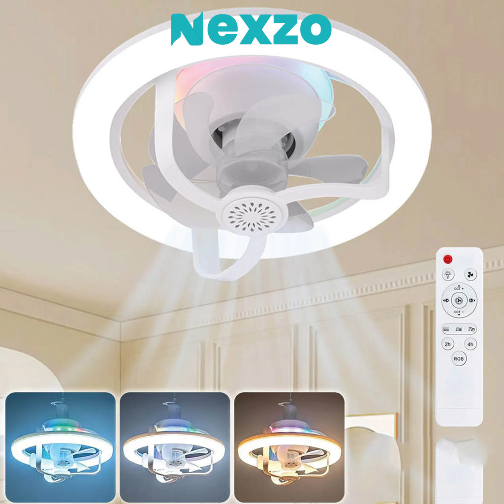Ventilateur De Plafond À Lumière Led Avec Télécommande 3 Types De Lumière.