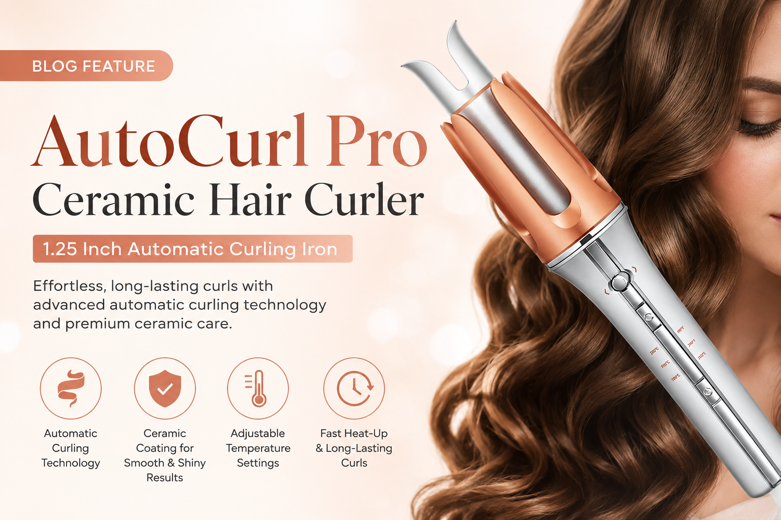 AutoCurl Pro Ceramic Hair Curler – 1.25 Inch Automatic Curling Iron
