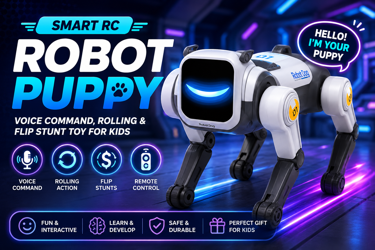 Smart RC Robot Puppy – The Interactive Voice-Controlled Toy Every Child Will Love