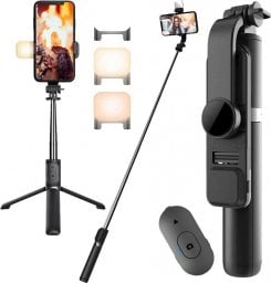 Pérche Selfie 3‑en‑1 avec Trépied & LED Intégrée – Selfies Parfaits, Jour et Nuit